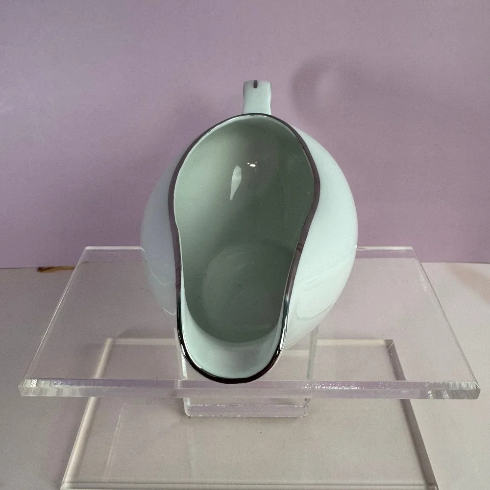 VTG Royal M by Mitashoten Japan Platinum Knight Gravy Boat White Silver M109 - Picture 4 of 9